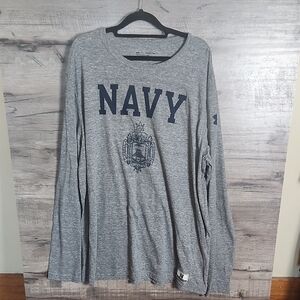 Under Armour The Iconic Collection Navy Long Sleeve Tee In Gray